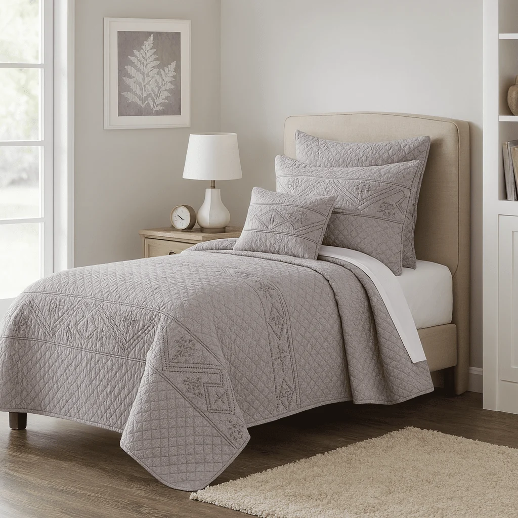 Sustainable DaDa Bedding Whimsical Lavender Grey Cottage Soft Quilted Coverlet Bedspread Set JHW866 Genuine