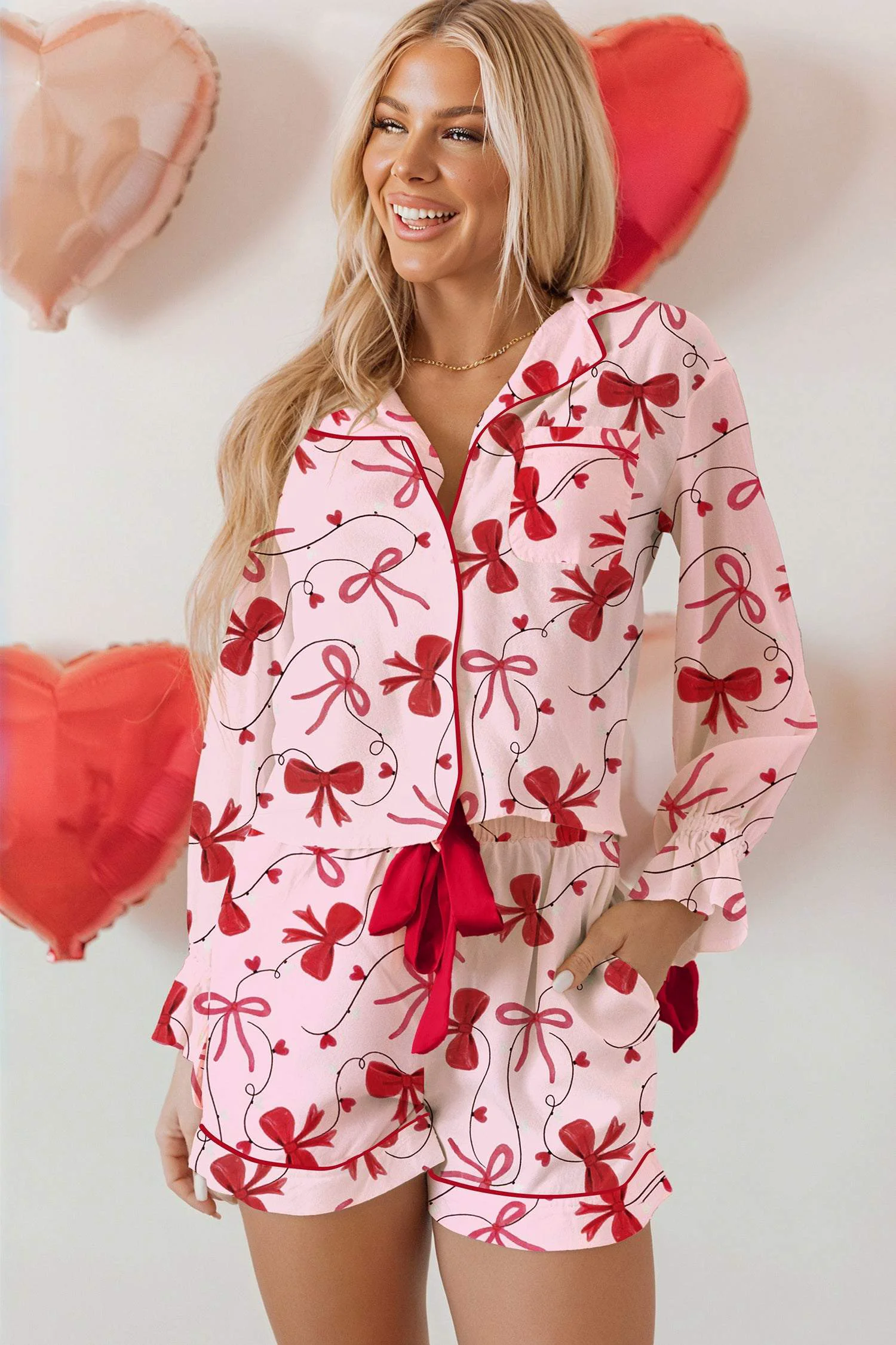 Stylish Threaded Pear Laurel Pcs Pajama Set Long Sleeve Top Long-Lasting