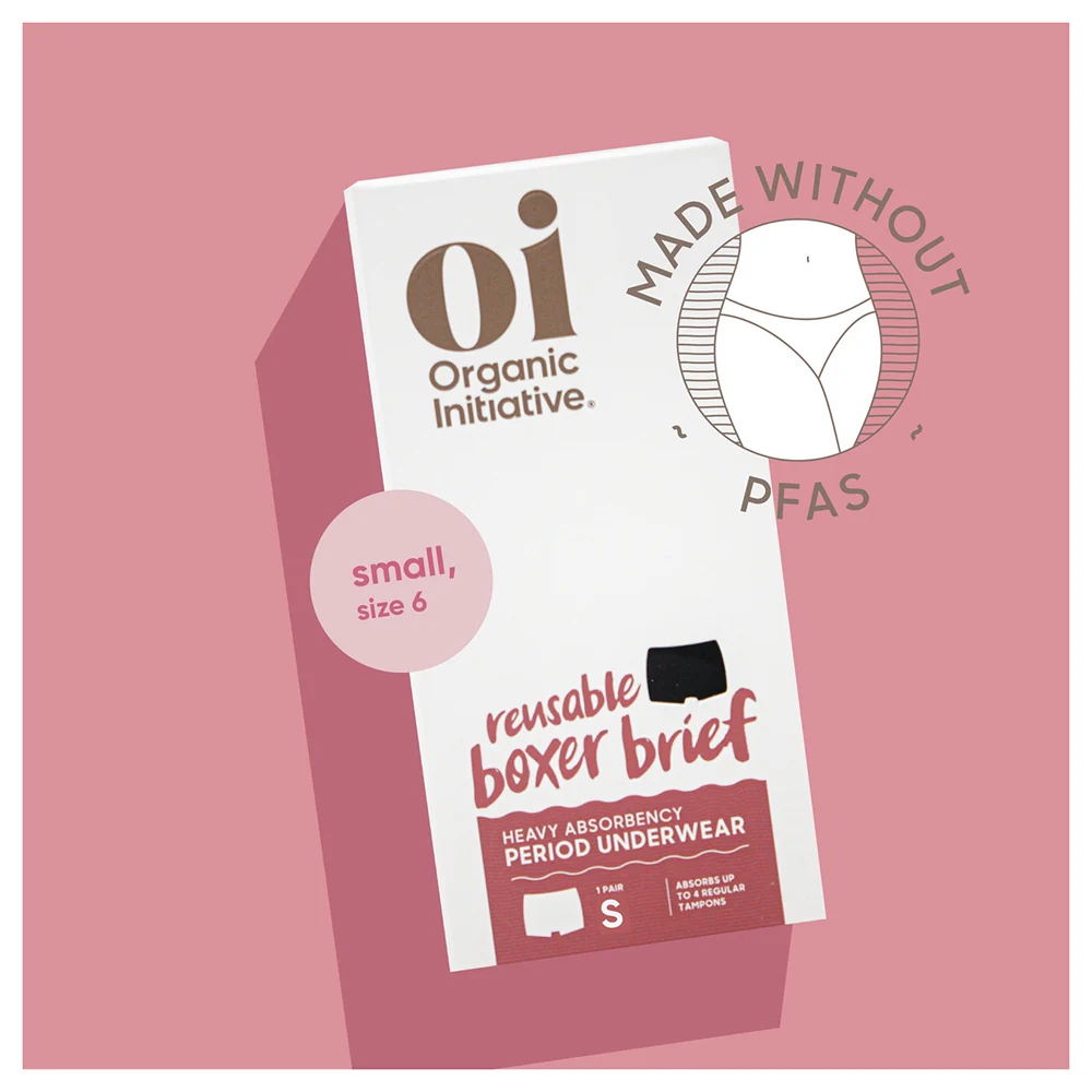 Lightweight Organic Initiative Small Reusable Period Underwear Boxer for Full Coverage Leak Protection and Comfort 1Ea Recyclable