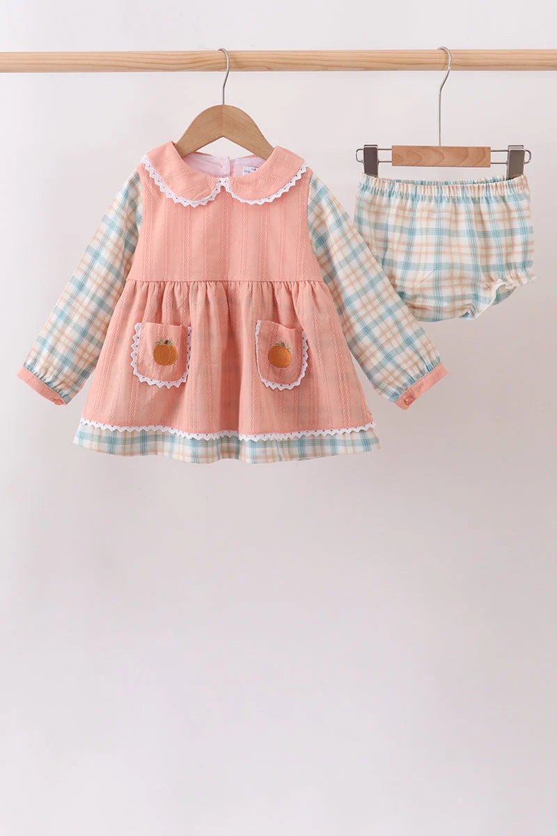 Flexible Pumpkin Jacquard embroidery plaid bloomer set User-Friendly