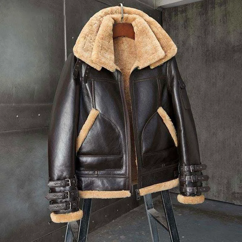 Efficient Men s Shearling B3 Bomber Jacket – Short Fur Motorcycle Jacket Reusable