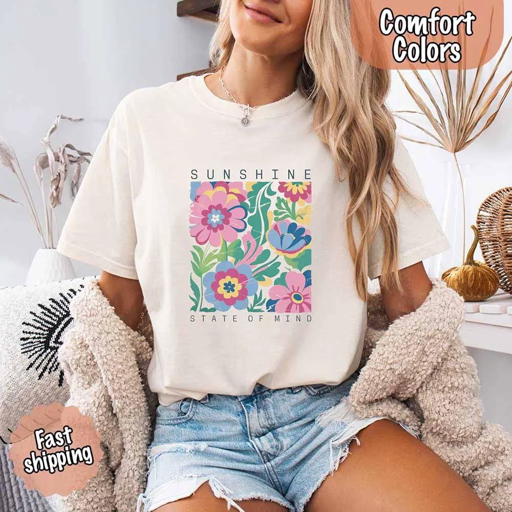 Relaxed Sunshine State of Mind Comfort Colors T-Shirt – Cute Oversized Beach Tee or Swimsuit Cover Up Gift Crafted