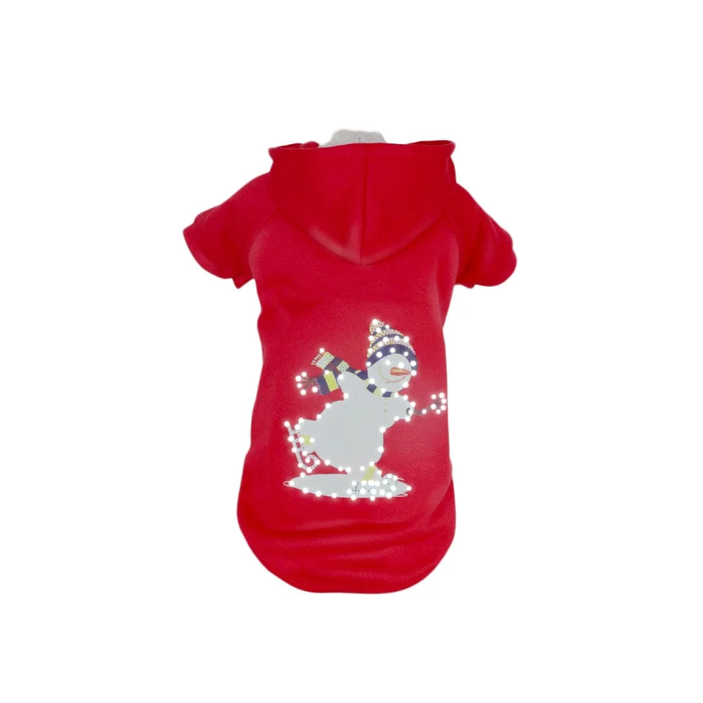 Advanced Pet Life LED Lighting Holiday Snowman Hooded Sweater Pet Costume Reusable
