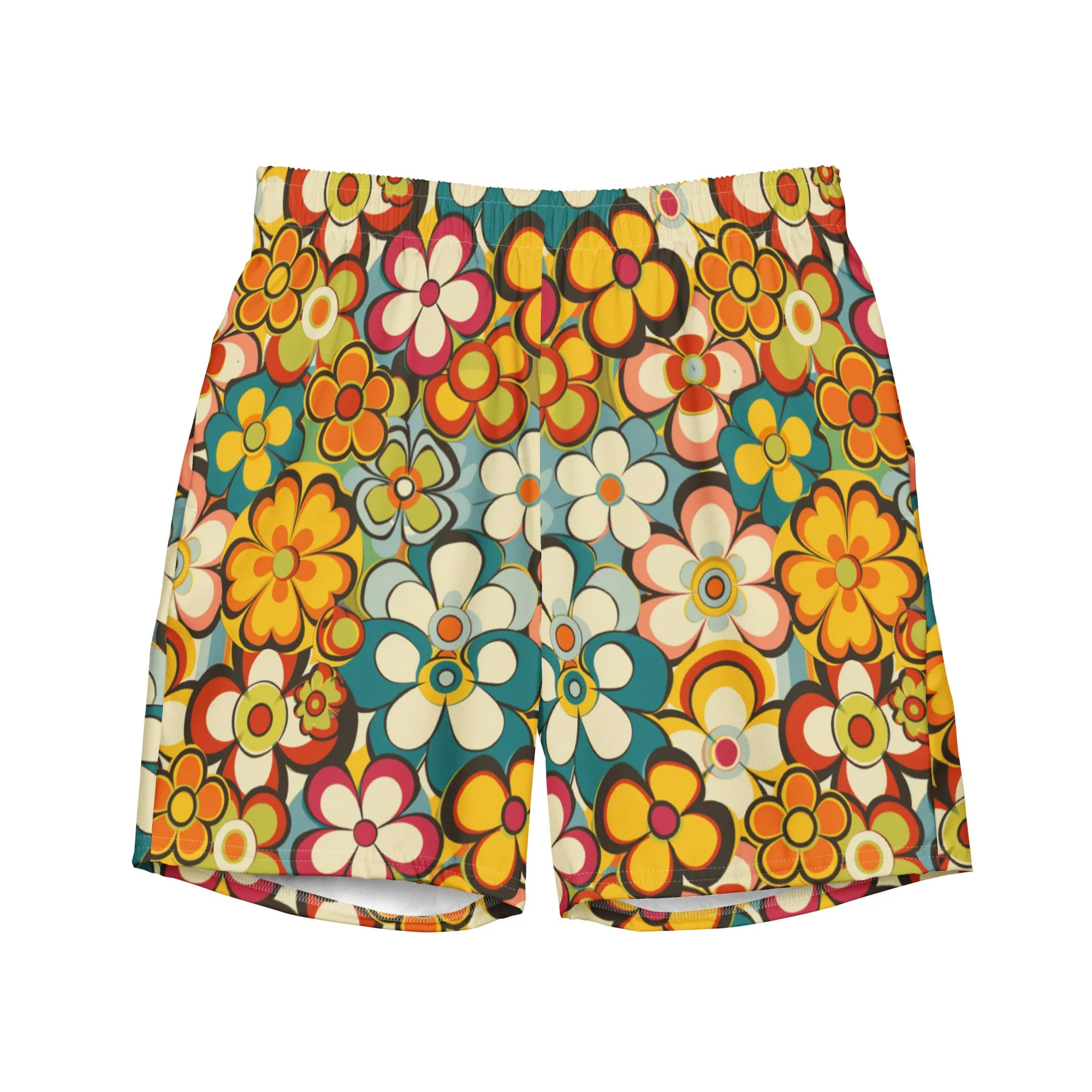 Trusted Baha Ranch Yeehaw Woodstock Retro Floral Men's Swim Trunks Unique