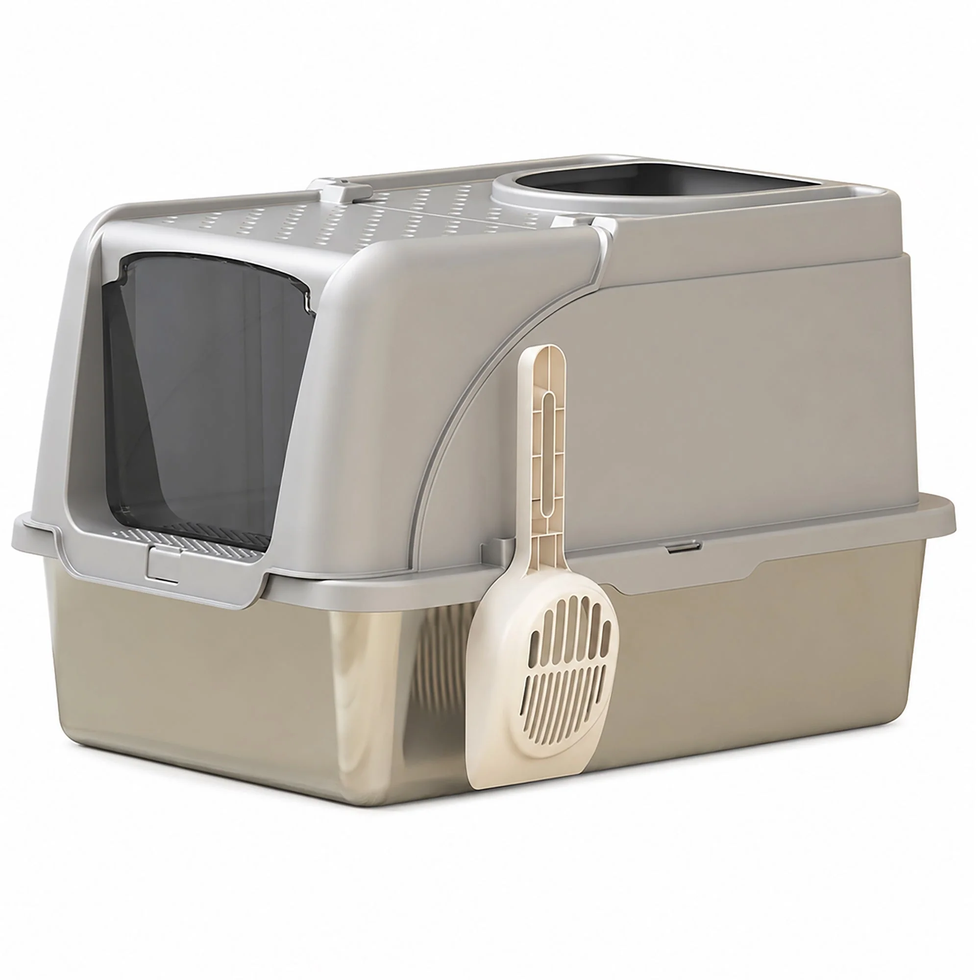 Enhanced Pet Life ® ZenPod Premium Stainless Steel Clamshell Cat Litter Box Original