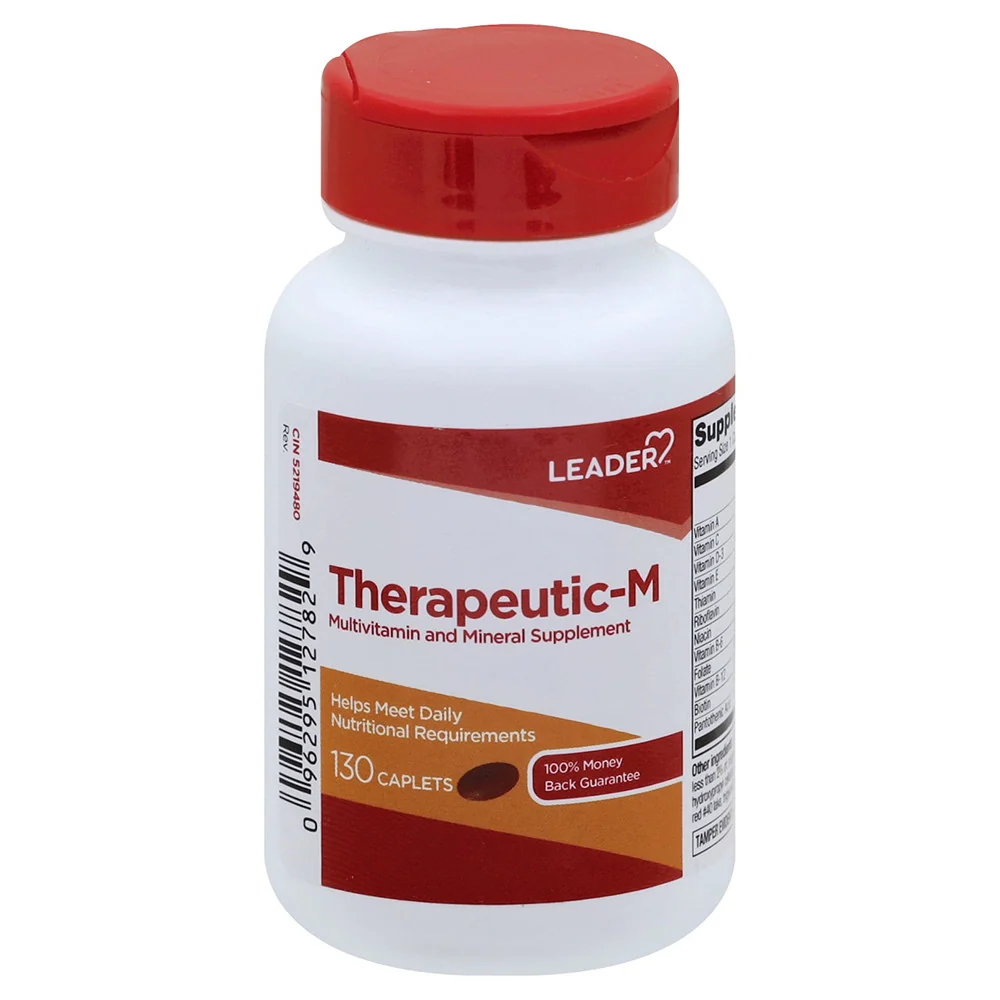 Trendy Leader Therapeutic M Multivitamin and Mineral Supplement Support Caplets 130 Ea Reusable