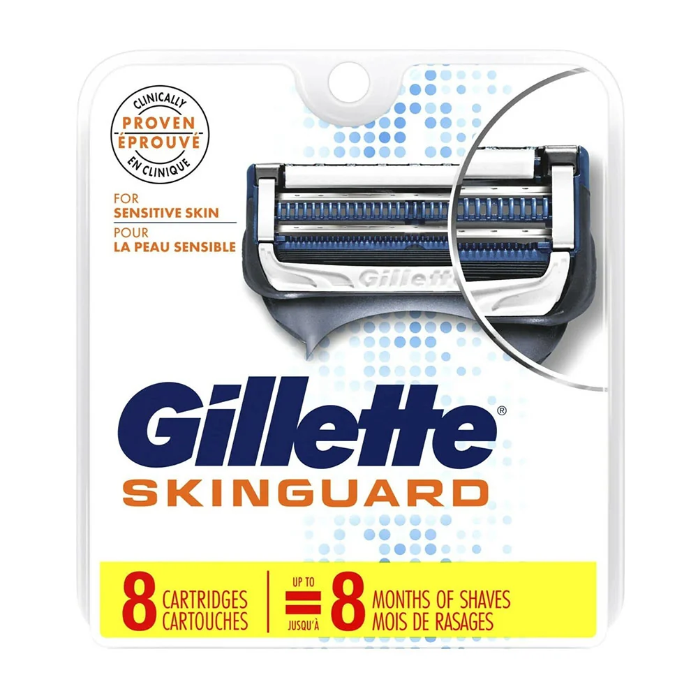 Unique Gillette Skin Guard Refill Razor Blades 8Ea Green
