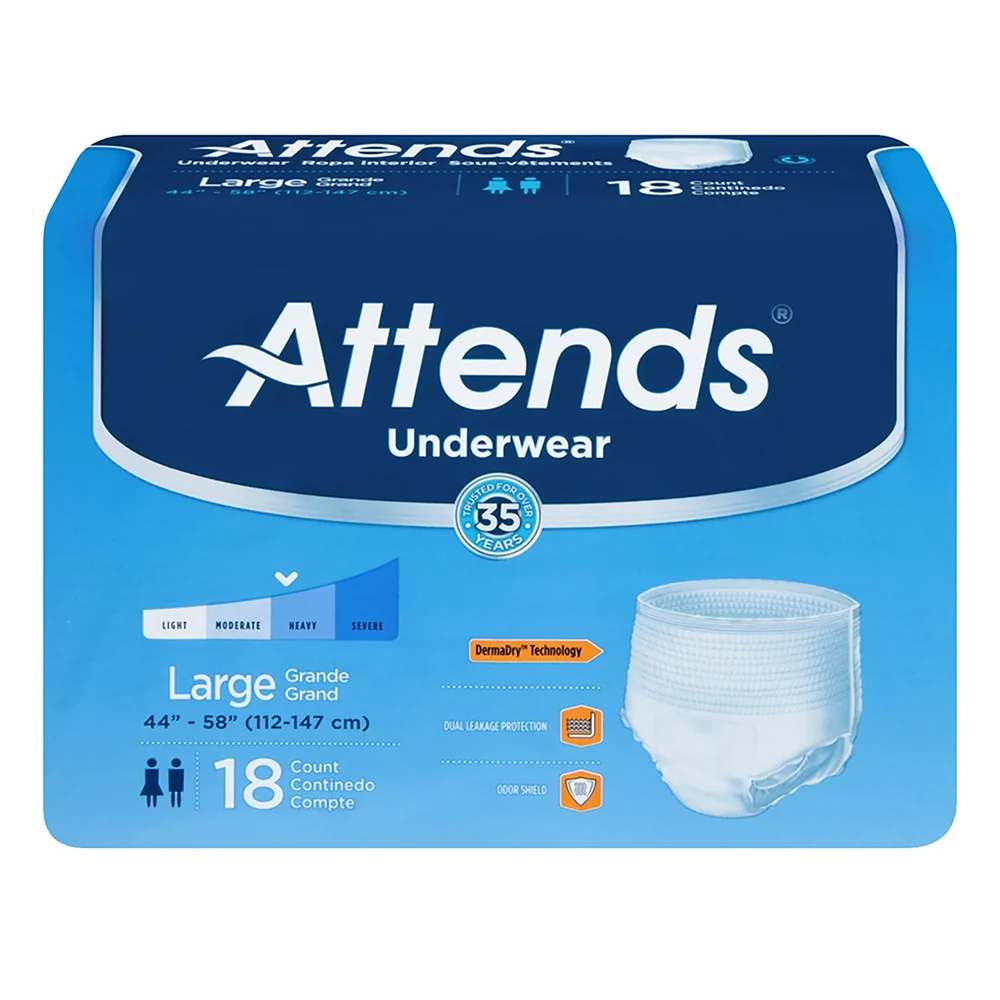 High-Grade Attends Incontinence Underwear Briefs Large 18 Ea World-Class