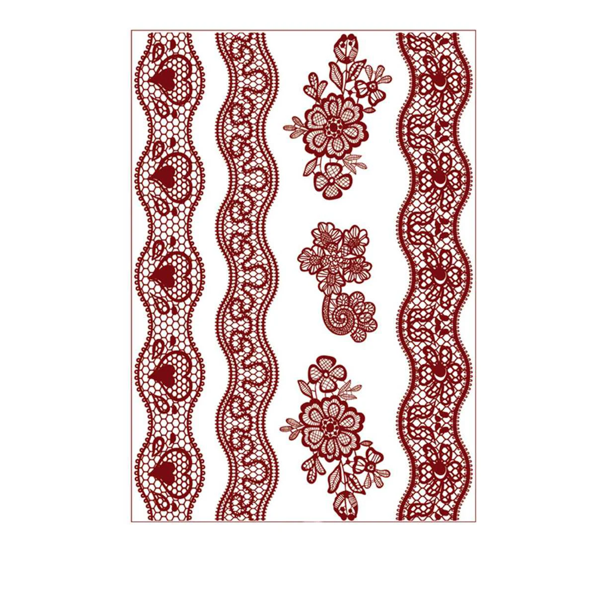 Fine Red Heart Flower Temporary Tattoo Sheet Effective