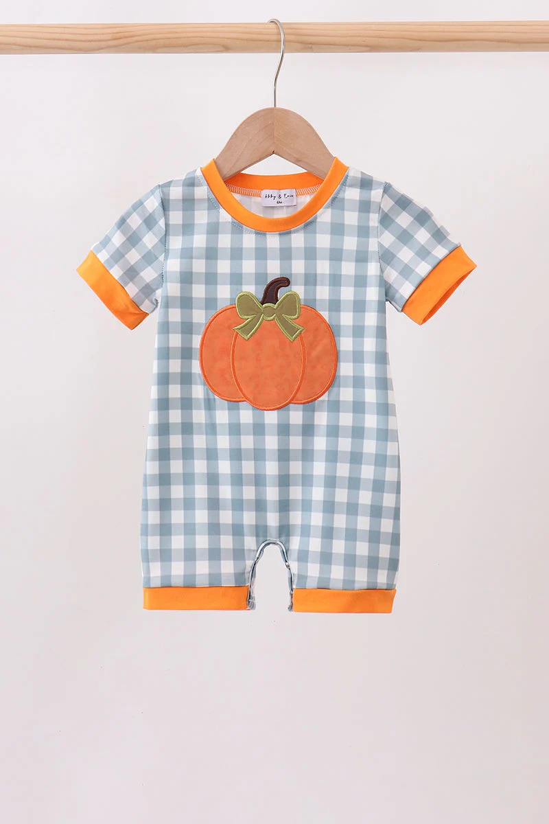 Flexible Orange Pumpkin Applique Romper Secure