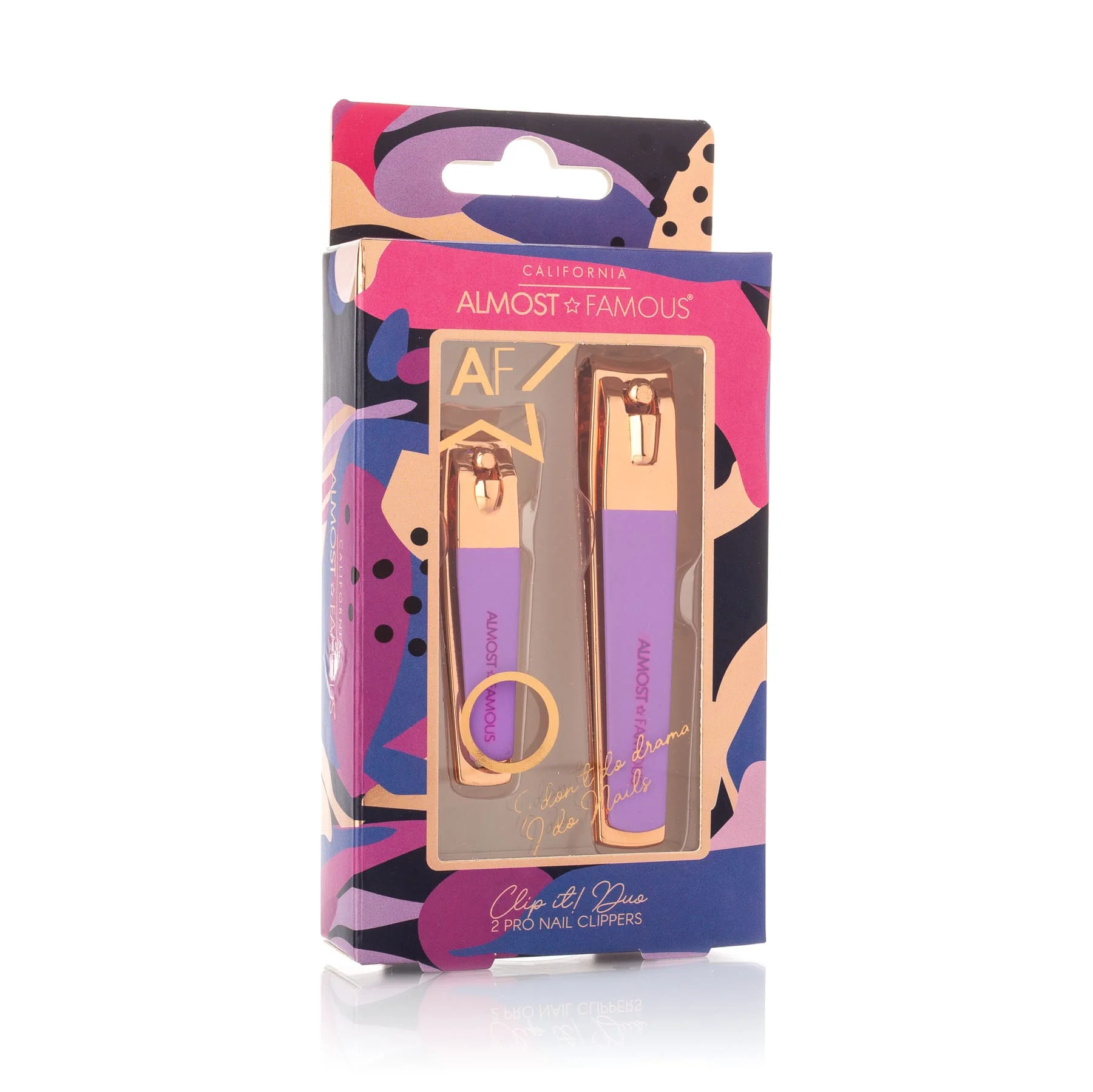 Clean Almost Famous Rose Gold 2-Piece Nail Clipper Set - Purple Dependable