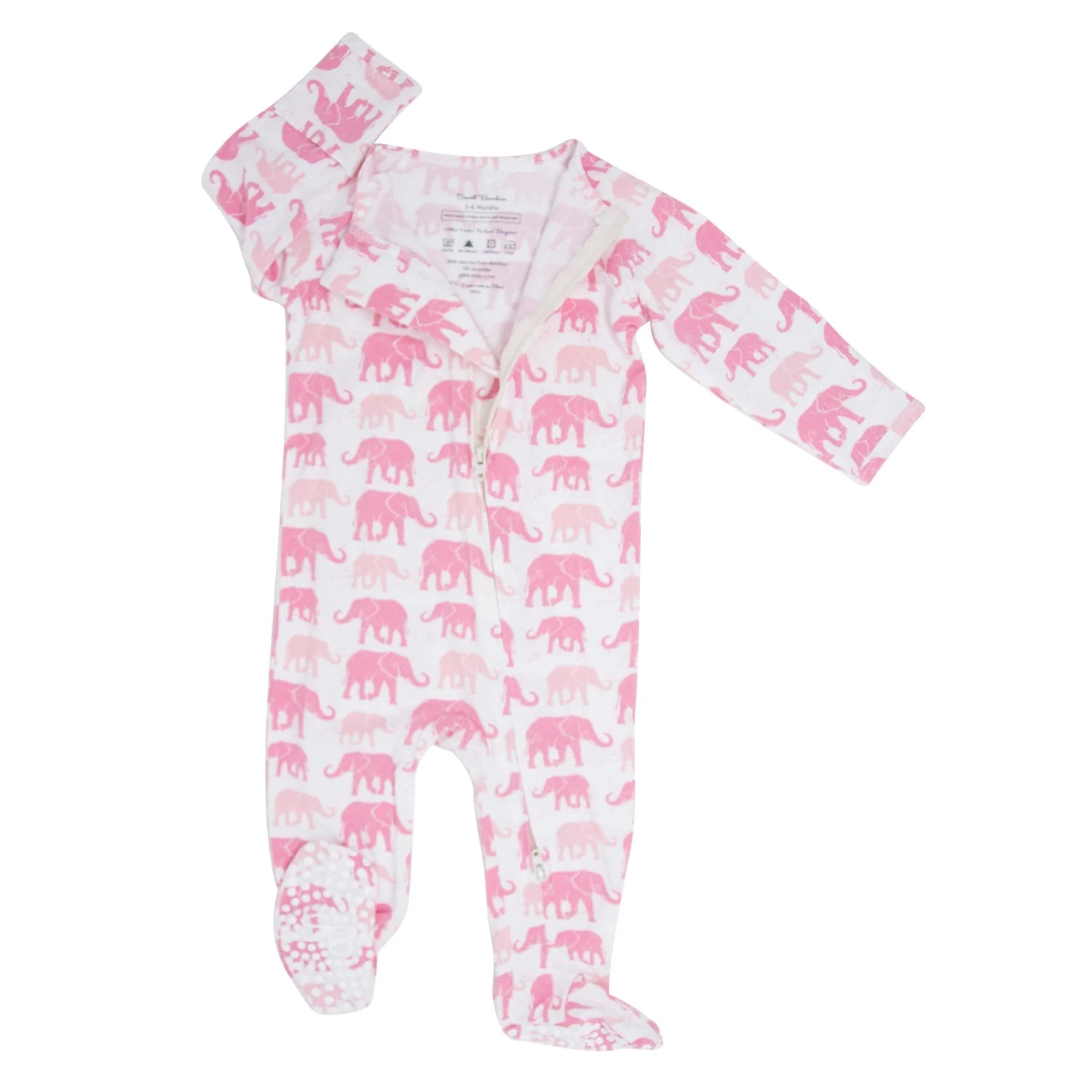 Breathable Pink Elephant Zipper Footie Outstanding
