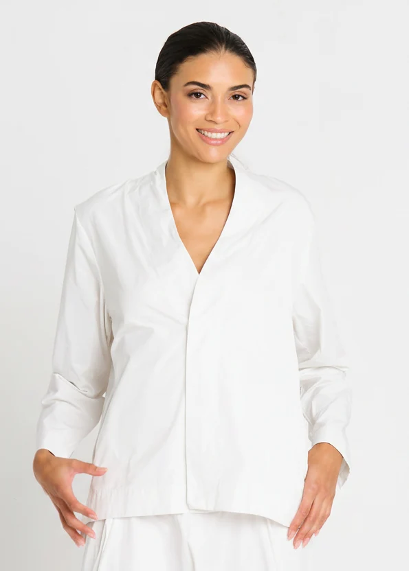 Artisan Nylon Minimal Swing Jacket - White Crafted