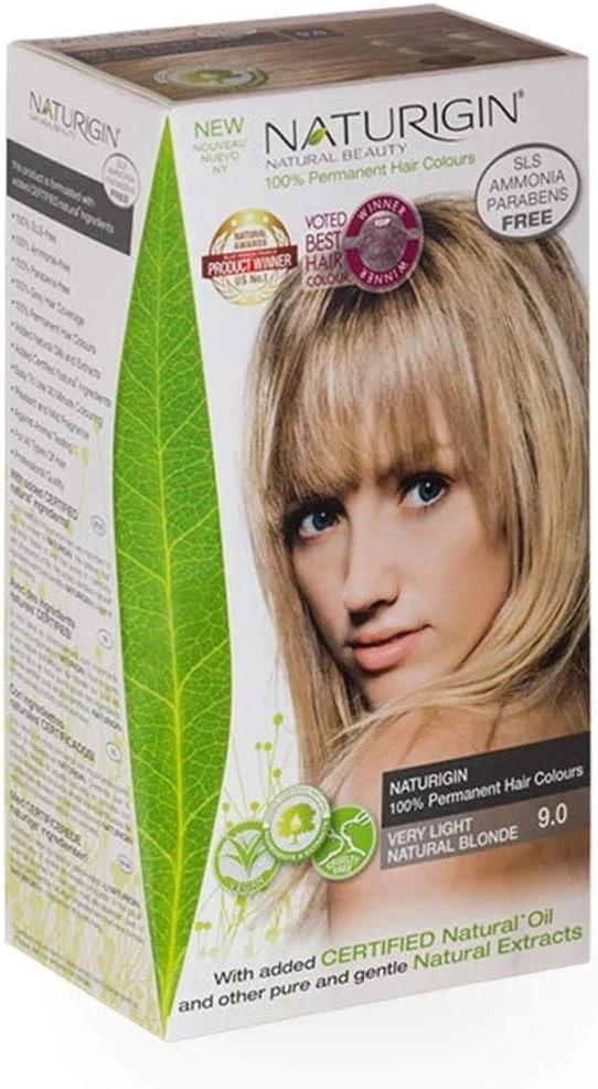 Solid Naturigin Permament Hair Color 9.0 Very Light Natural Blonde 3.9 Oz Environmentally Friendly