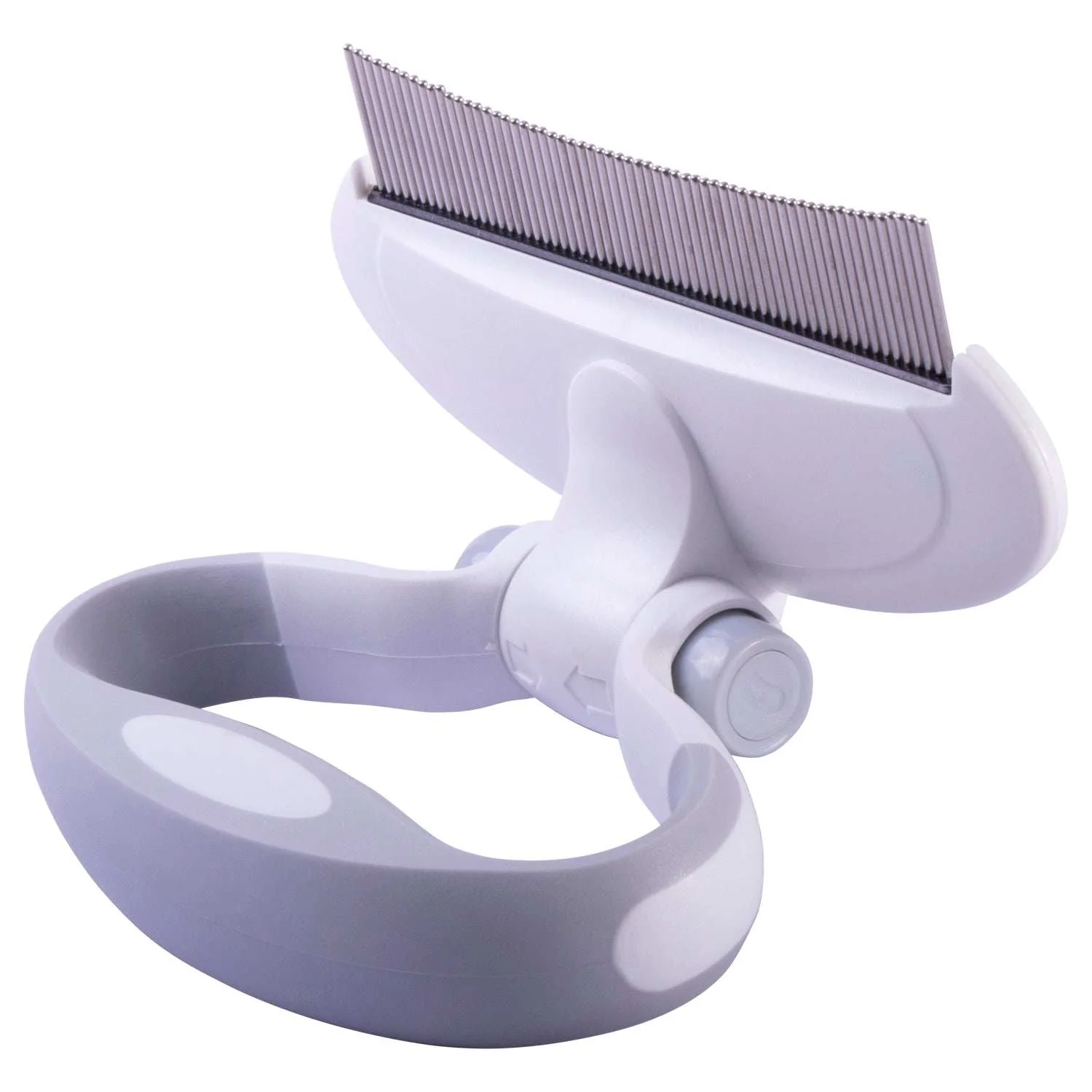 Official Pet Life 'Gyrater' Travel Swivel Curved Pet Grooming Pin Comb - White - One Size Green