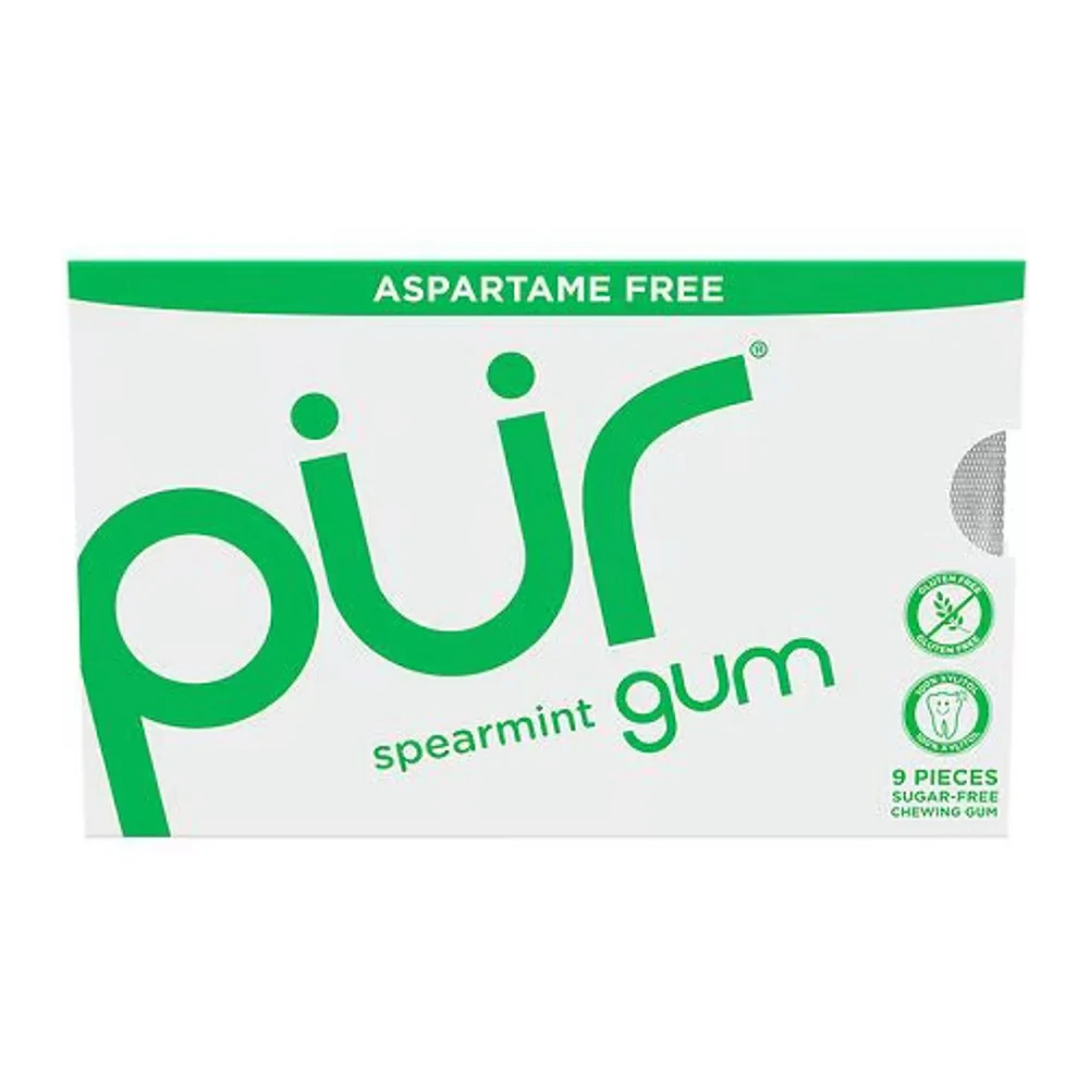 Stylish PUR Spearmint Sugar Chewing Gum for Oral Care 9Ea Refined