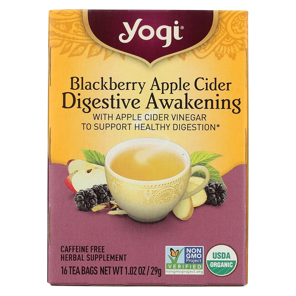 Contemporary Yogi Tea Organic Blackberry Apple Cider Awakening Support Healthy Digestion Caffeine Tea Bags 16Ea High-Quality