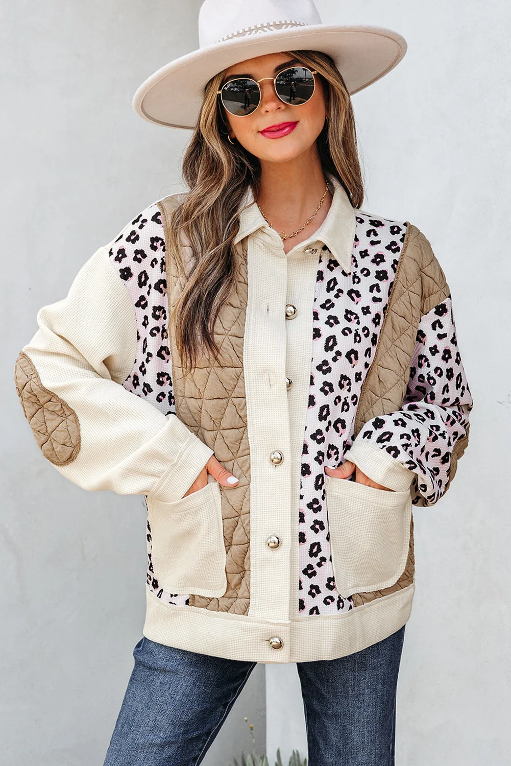 Fine Crafted Threaded Pear Novaza Quilted Patchwork Front Jacket Relaxed