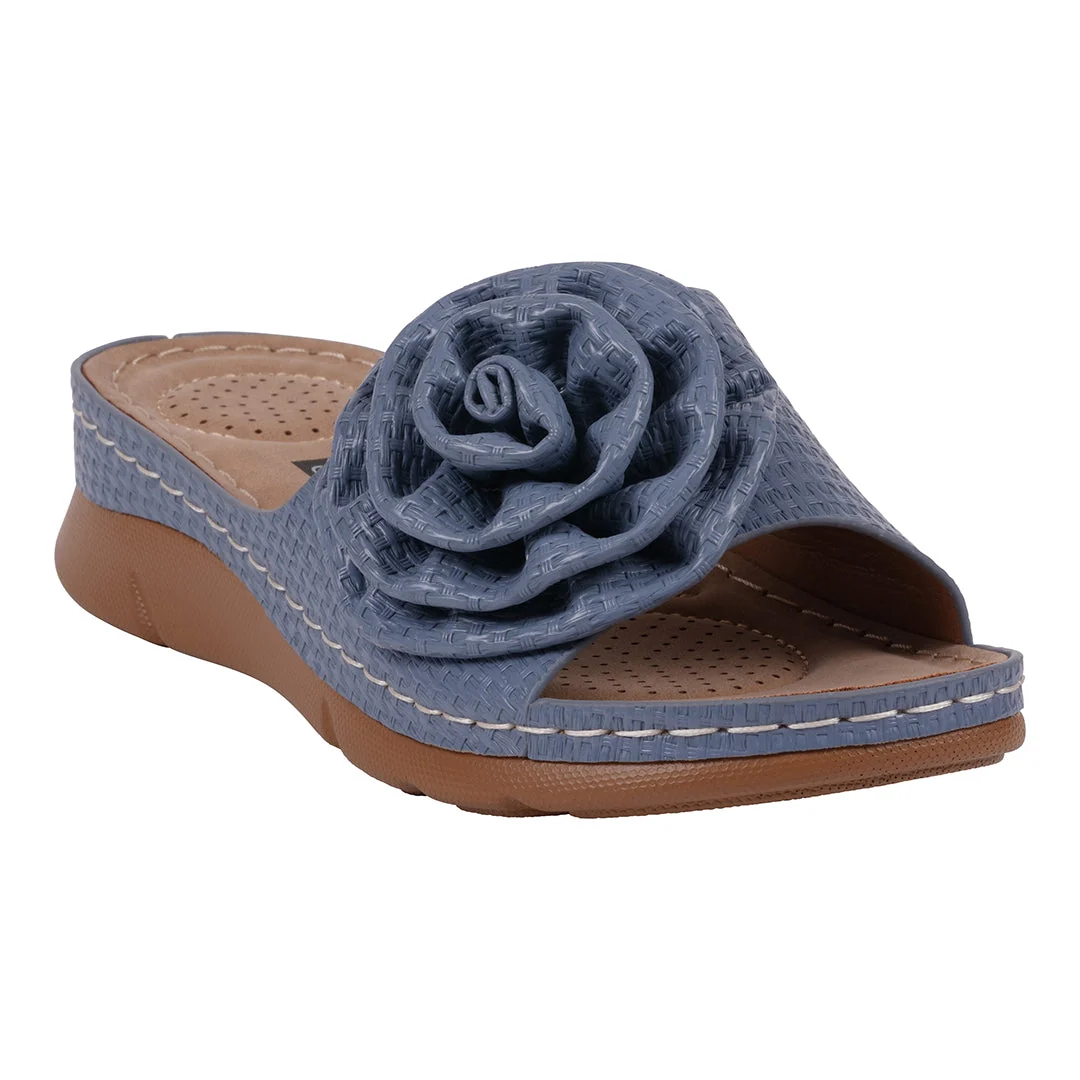 Secure Women's Honey Blue Flat Comfort Sandals Healthy