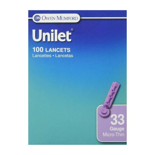 Breathable Owen Mumford Comfort Unilet Micro Thin Lancets 33 Gauge 100 Ea Natural