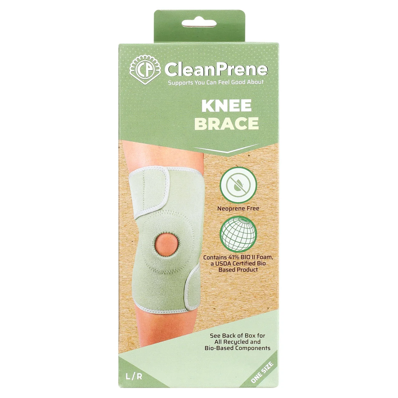 Reusable CleanPrene Knee Brace Sustainable Biobased Support One Size 1 Ea Secure